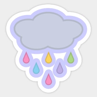 Raining Rainbow Raindrop Rain Cloud in Purple Sticker